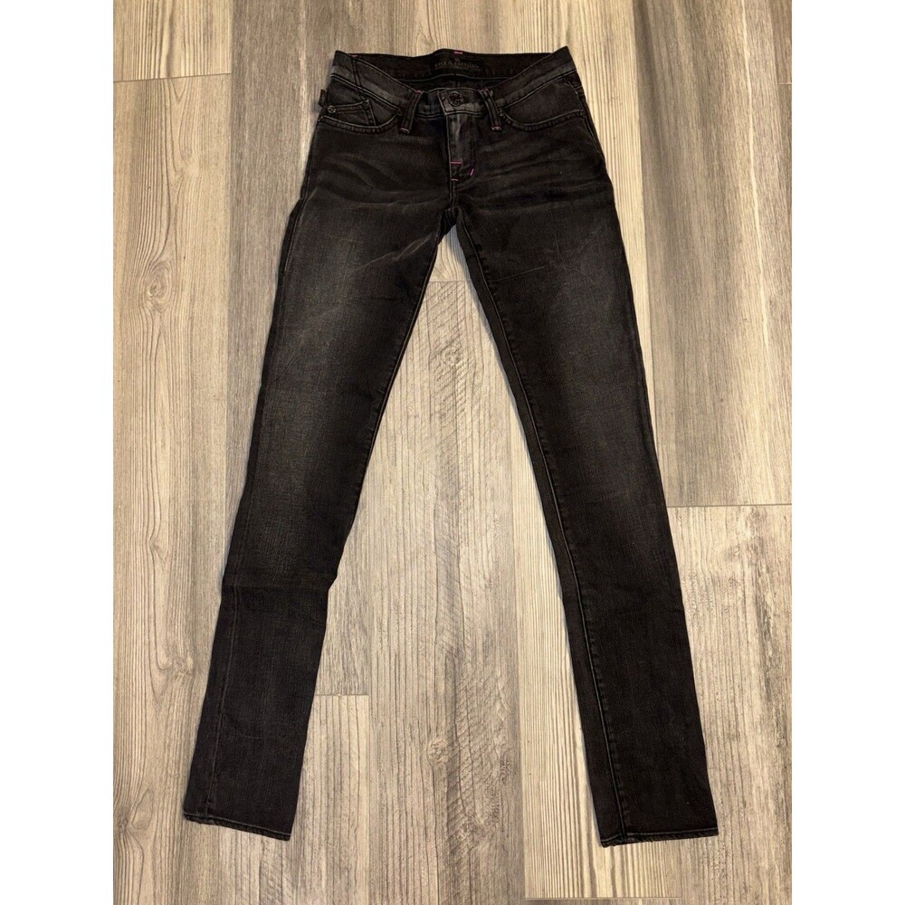 Y2K Rock & Republic Berlin Jeans Womens 25 Black/Pink Skinny Denim Long.